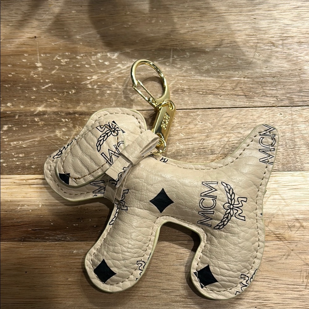 MCM Beige Dog Keychain